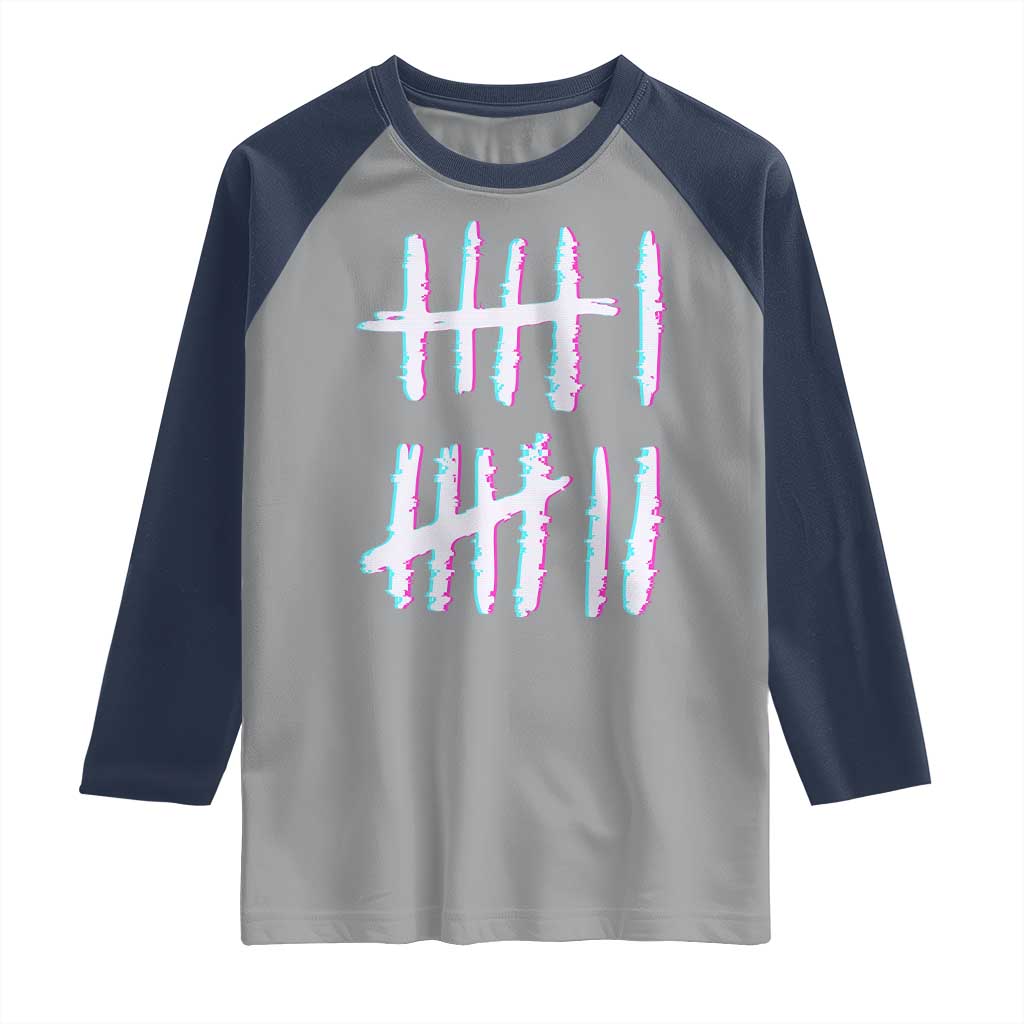 Tally Marks Six Seven Meme Raglan Shirt Glitch Optical Illusion - Wonder Print Shop