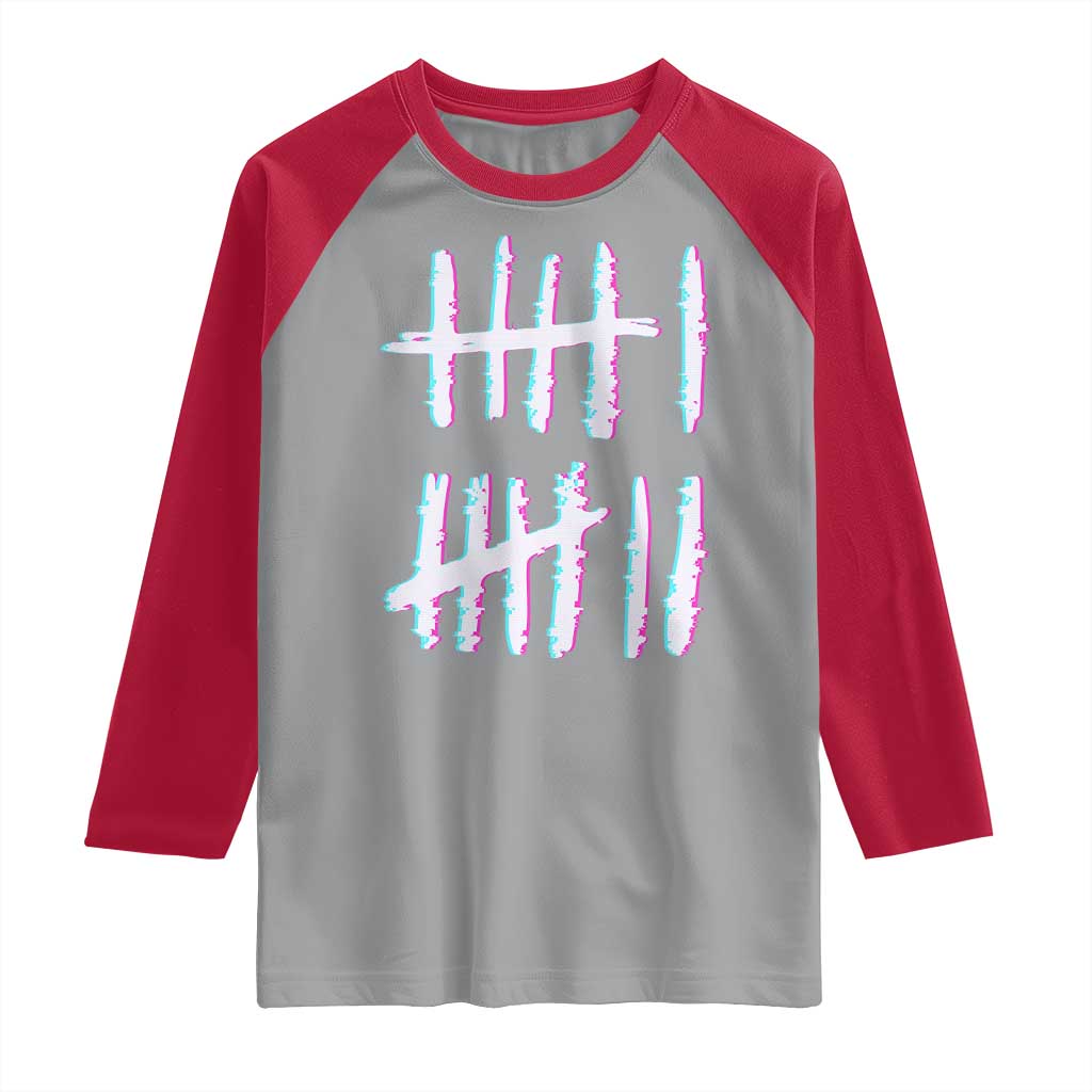 Tally Marks Six Seven Meme Raglan Shirt Glitch Optical Illusion - Wonder Print Shop