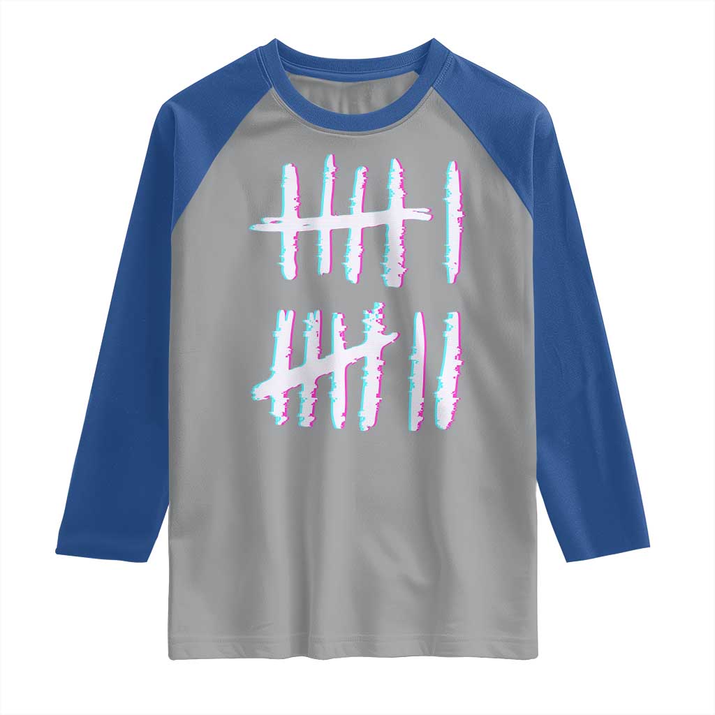 Tally Marks Six Seven Meme Raglan Shirt Glitch Optical Illusion - Wonder Print Shop
