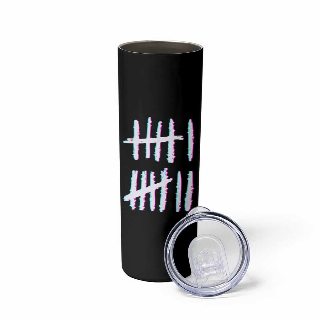 Tally Marks Six Seven Meme Skinny Tumbler Glitch Optical Illusion - Wonder Print Shop