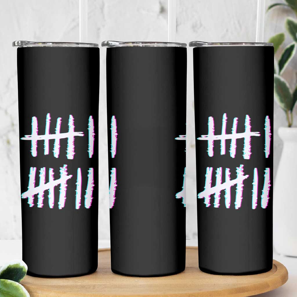 Tally Marks Six Seven Meme Skinny Tumbler Glitch Optical Illusion - Wonder Print Shop
