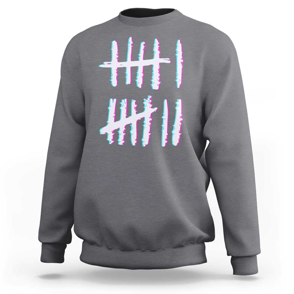 Tally Marks Six Seven Meme Sweatshirt Glitch Optical Illusion - Wonder Print Shop