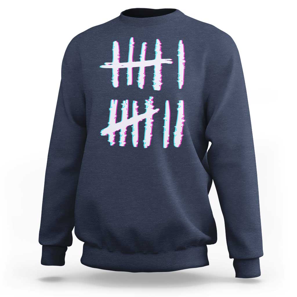 Tally Marks Six Seven Meme Sweatshirt Glitch Optical Illusion - Wonder Print Shop