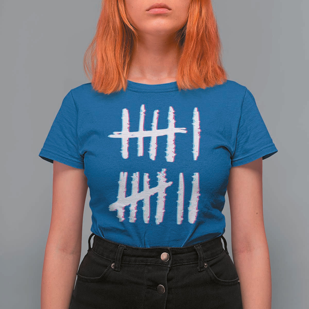 Tally Marks Six Seven Meme T Shirt For Women Glitch Optical Illusion - Wonder Print Shop
