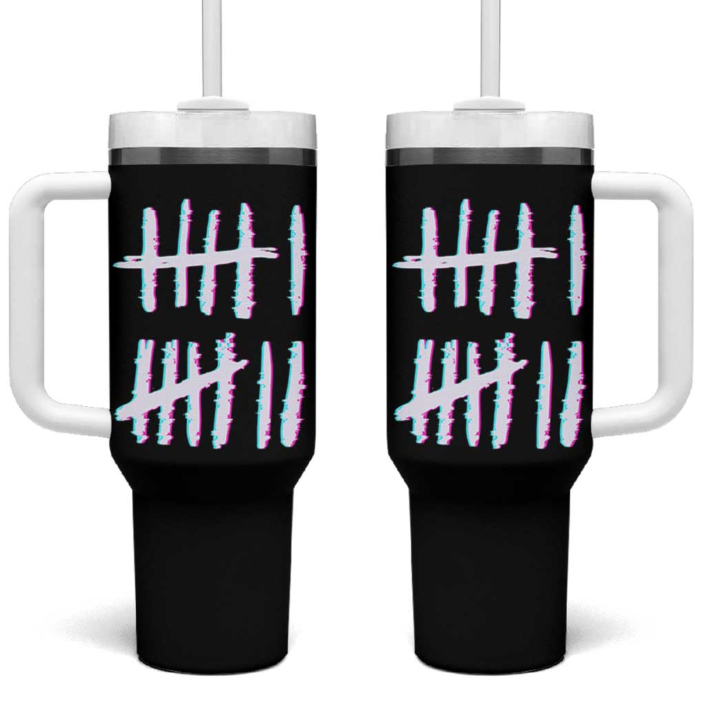 Tally Marks Six Seven Meme Tumbler With Handle Glitch Optical Illusion - Wonder Print Shop
