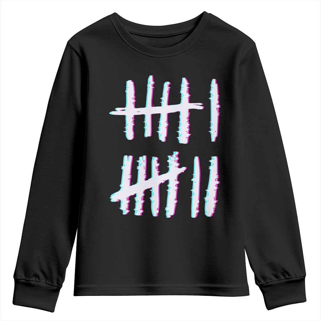 Tally Marks Six Seven Meme Youth Sweatshirt Glitch Optical Illusion - Wonder Print Shop