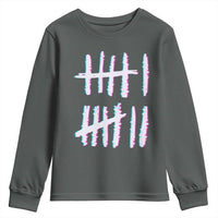 Tally Marks Six Seven Meme Youth Sweatshirt Glitch Optical Illusion - Wonder Print Shop
