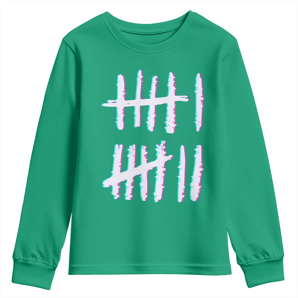 Tally Marks Six Seven Meme Youth Sweatshirt Glitch Optical Illusion - Wonder Print Shop