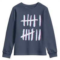 Tally Marks Six Seven Meme Youth Sweatshirt Glitch Optical Illusion - Wonder Print Shop