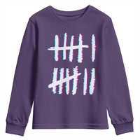 Tally Marks Six Seven Meme Youth Sweatshirt Glitch Optical Illusion - Wonder Print Shop