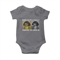 Funny Frog Bob Haircut Baby Onesie Born To Dilly Dally Forced To Lock In