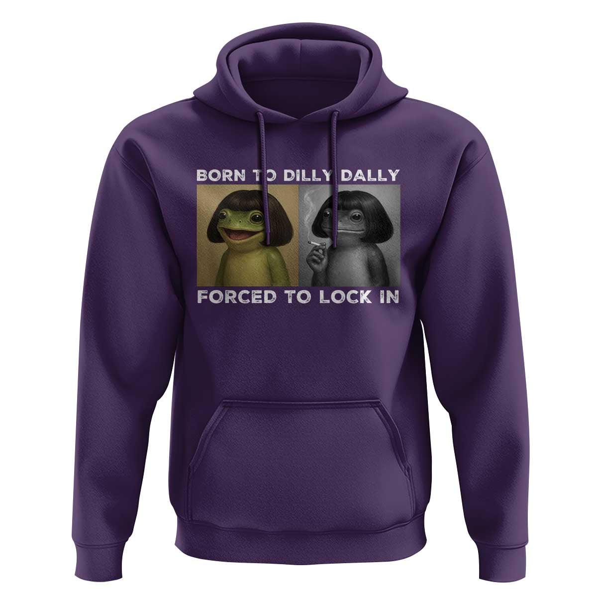 Funny Frog Bob Haircut Hoodie Born To Dilly Dally Forced To Lock In