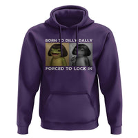 Funny Frog Bob Haircut Hoodie Born To Dilly Dally Forced To Lock In