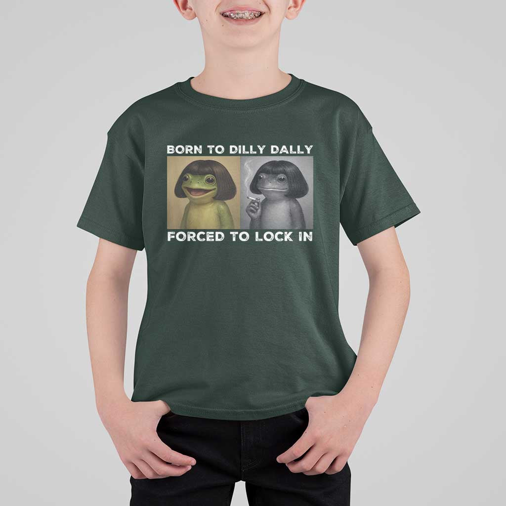 Funny Frog Bob Haircut T Shirt For Kid Born To Dilly Dally Forced To Lock In