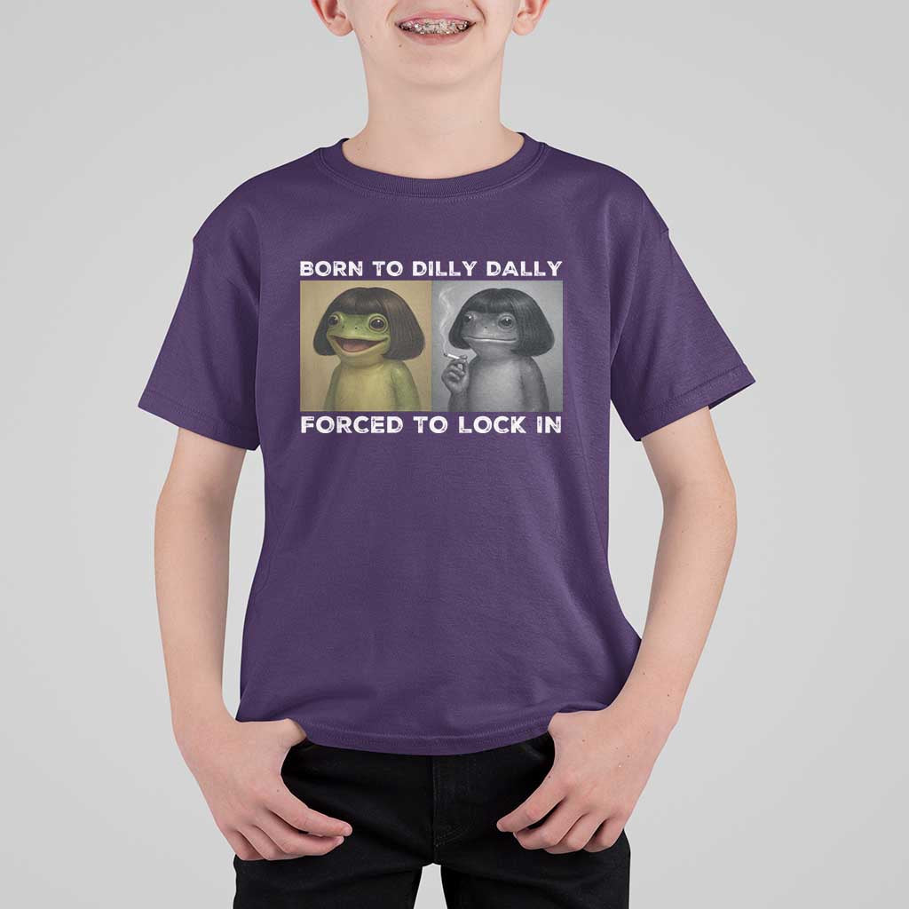 Funny Frog Bob Haircut T Shirt For Kid Born To Dilly Dally Forced To Lock In