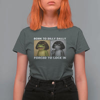 Funny Frog Bob Haircut T Shirt For Women Born To Dilly Dally Forced To Lock In