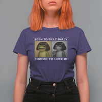 Funny Frog Bob Haircut T Shirt For Women Born To Dilly Dally Forced To Lock In