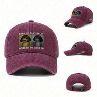 Funny Frog Bob Haircut Washed Cotton Baseball Cap Born To Dilly Dally Forced To Lock In