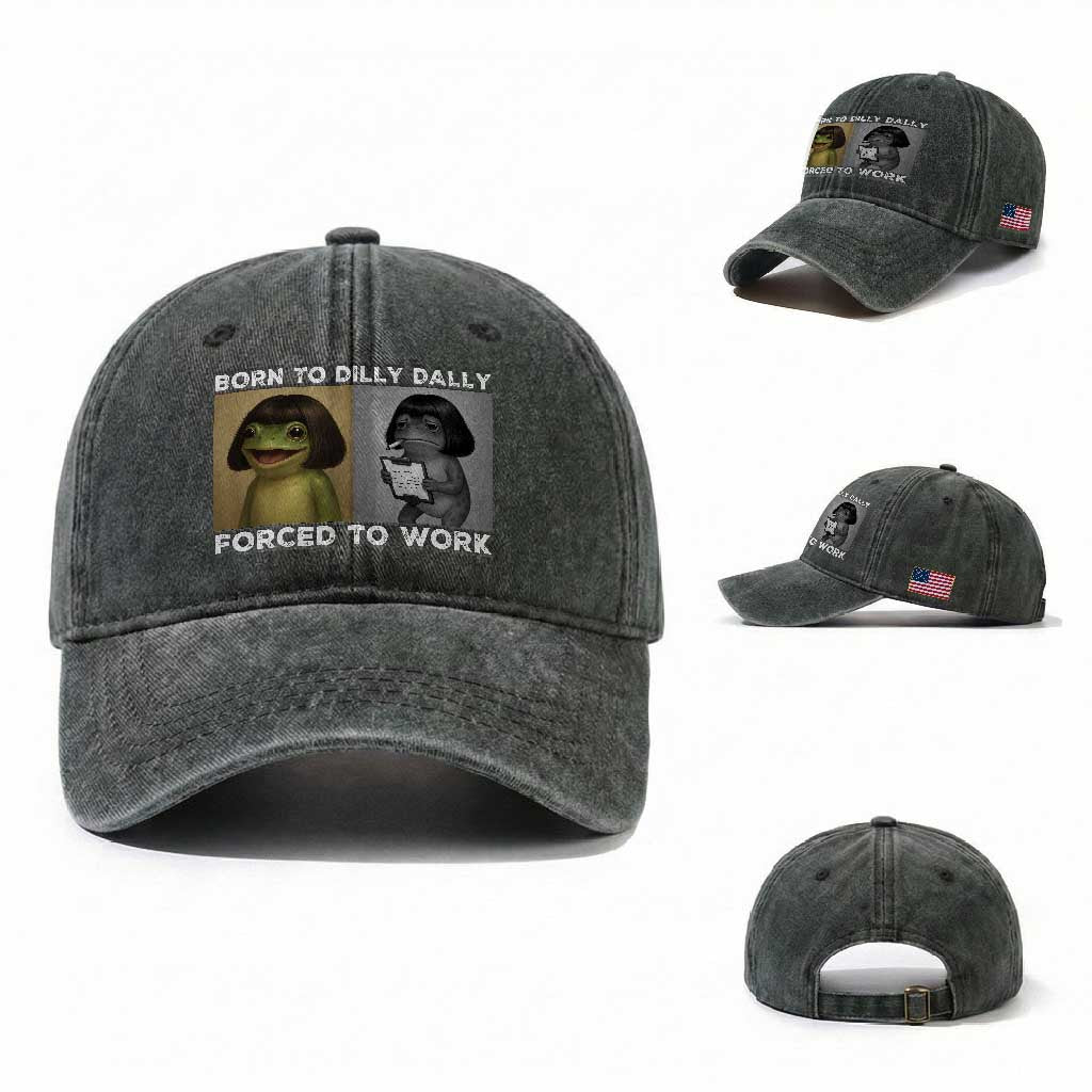 Funny Frog Meme Washed Cotton Baseball Cap Dilly Dally Lock In Meme