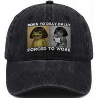 Funny Frog Meme Washed Cotton Baseball Cap Dilly Dally Lock In Meme