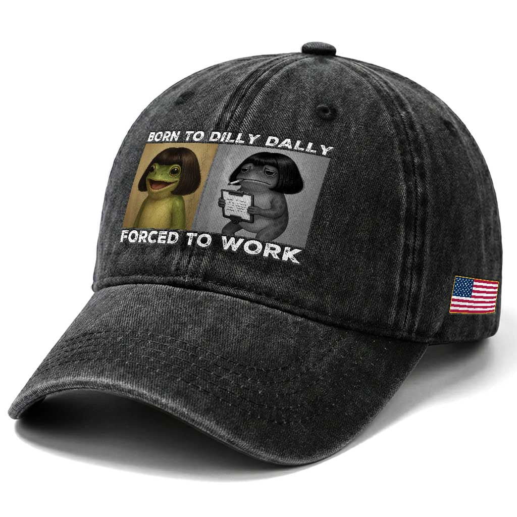 Funny Frog Meme Washed Cotton Baseball Cap Dilly Dally Lock In Meme
