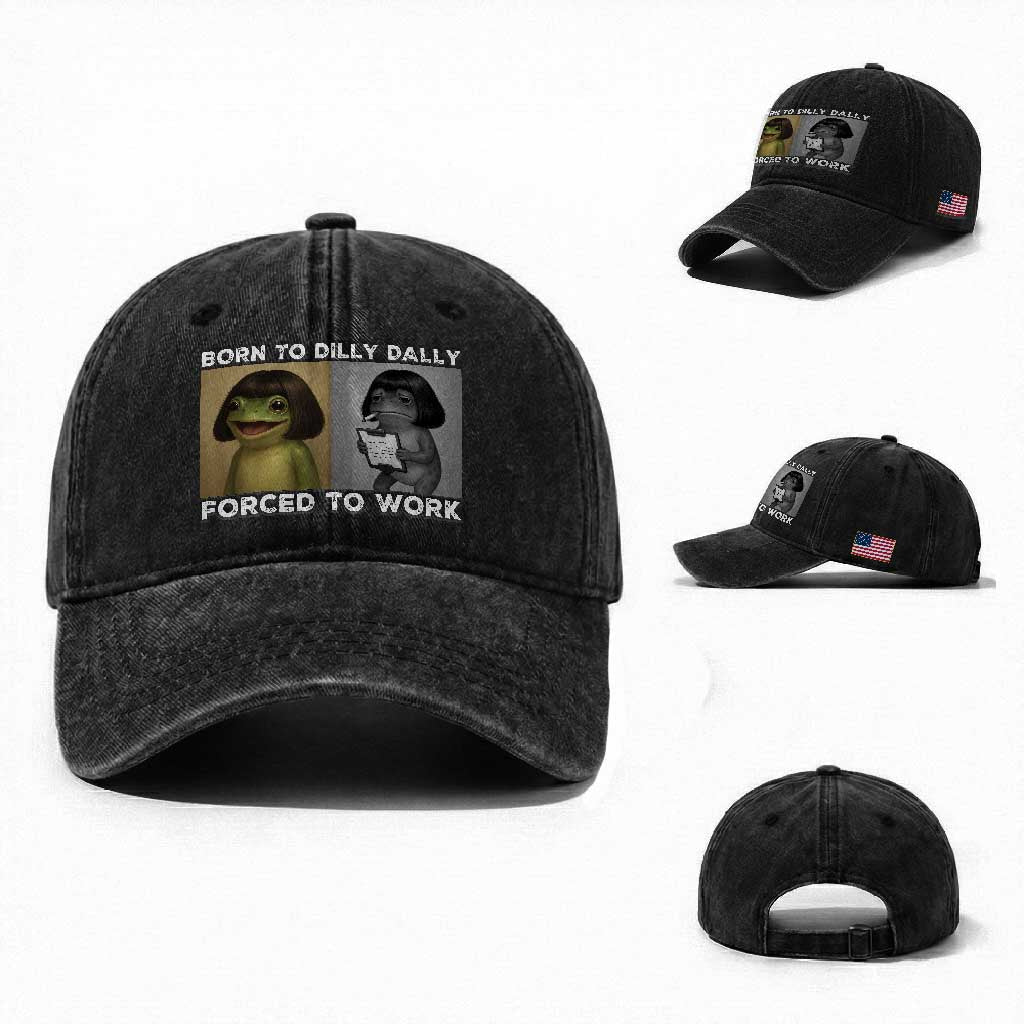 Funny Frog Meme Washed Cotton Baseball Cap Dilly Dally Lock In Meme