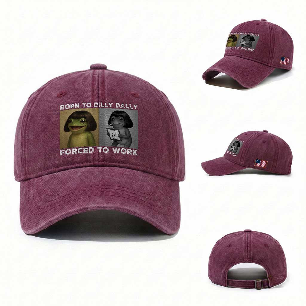 Funny Frog Meme Washed Cotton Baseball Cap Dilly Dally Lock In Meme