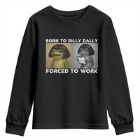 Funny Frog Meme Youth Sweatshirt Dilly Dally Lock In Meme