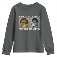 Funny Frog Meme Youth Sweatshirt Dilly Dally Lock In Meme