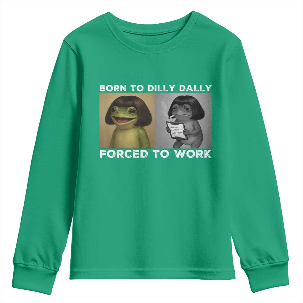 Funny Frog Meme Youth Sweatshirt Dilly Dally Lock In Meme