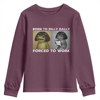 Funny Frog Meme Youth Sweatshirt Dilly Dally Lock In Meme