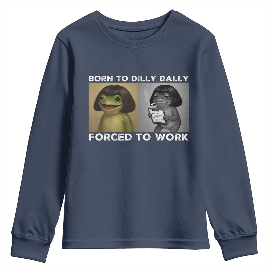 Funny Frog Meme Youth Sweatshirt Dilly Dally Lock In Meme