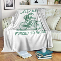 Born To Dilly Dally Forced To Work Throw Blanket Funny Frog Meme