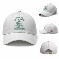 Born To Dilly Dally Forced To Work Baseball Cap Funny Frog Meme
