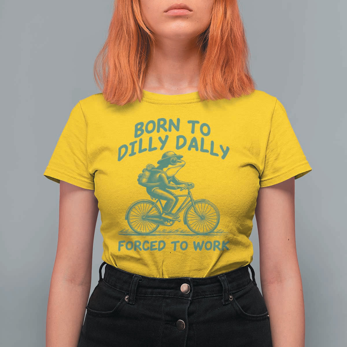 Born To Dilly Dally Forced To Work T Shirt For Women Funny Frog Meme