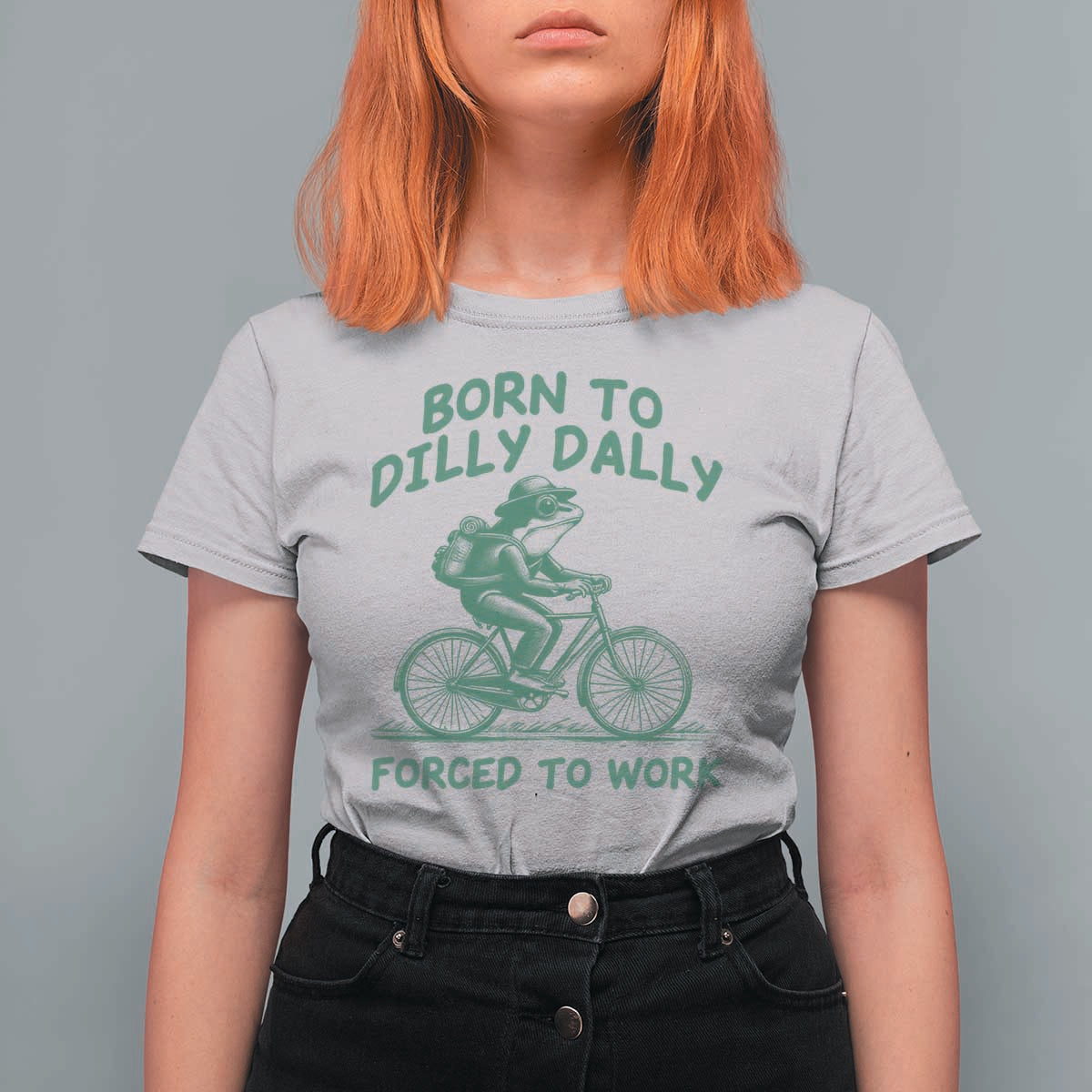 Born To Dilly Dally Forced To Work T Shirt For Women Funny Frog Meme
