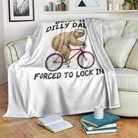 Funny Sloth Lover Throw Blanket Born To Dilly Dally Forced To Lock In