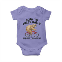 Funny Sloth Lover Baby Onesie Born To Dilly Dally Forced To Lock In