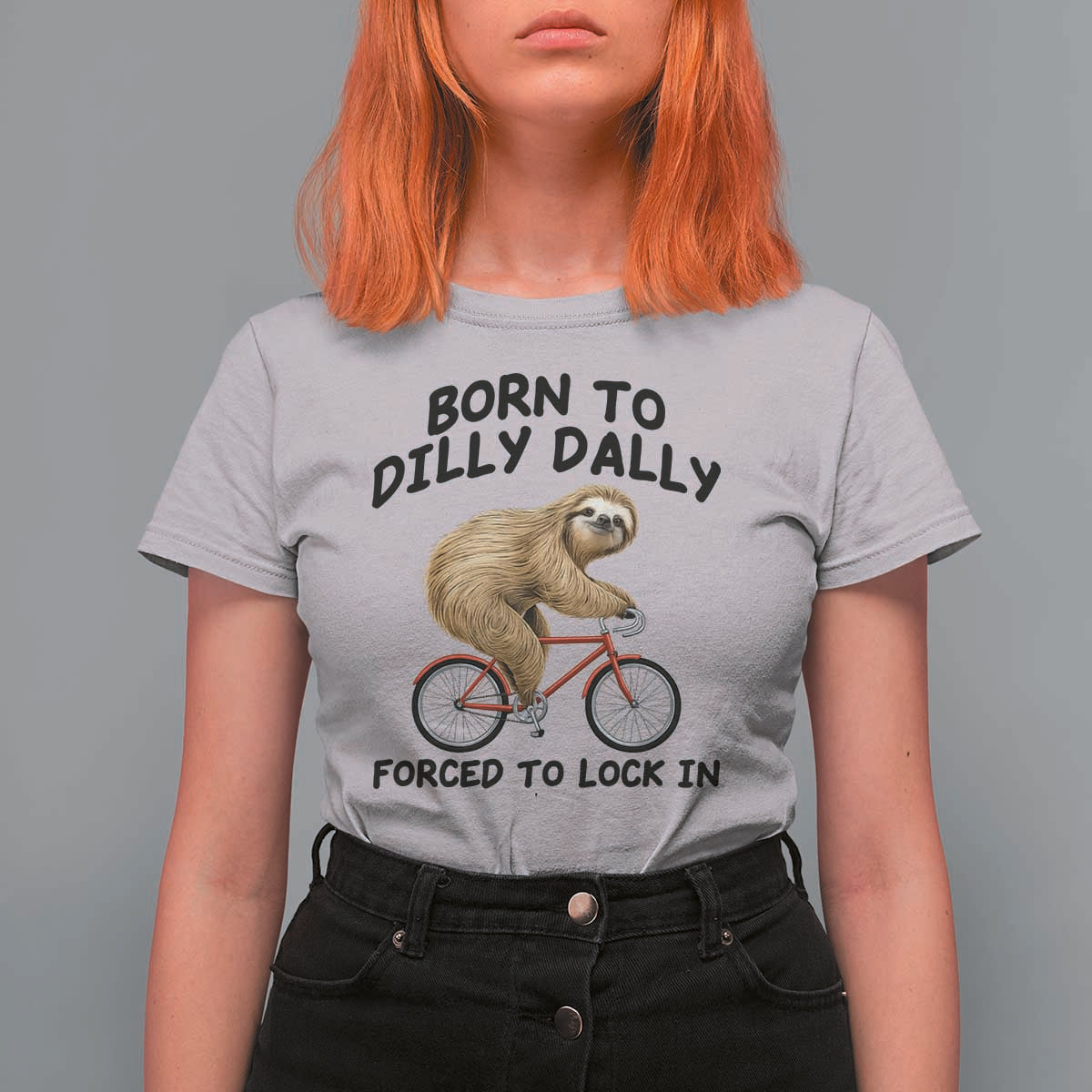 Funny Sloth Lover T Shirt For Women Born To Dilly Dally Forced To Lock In
