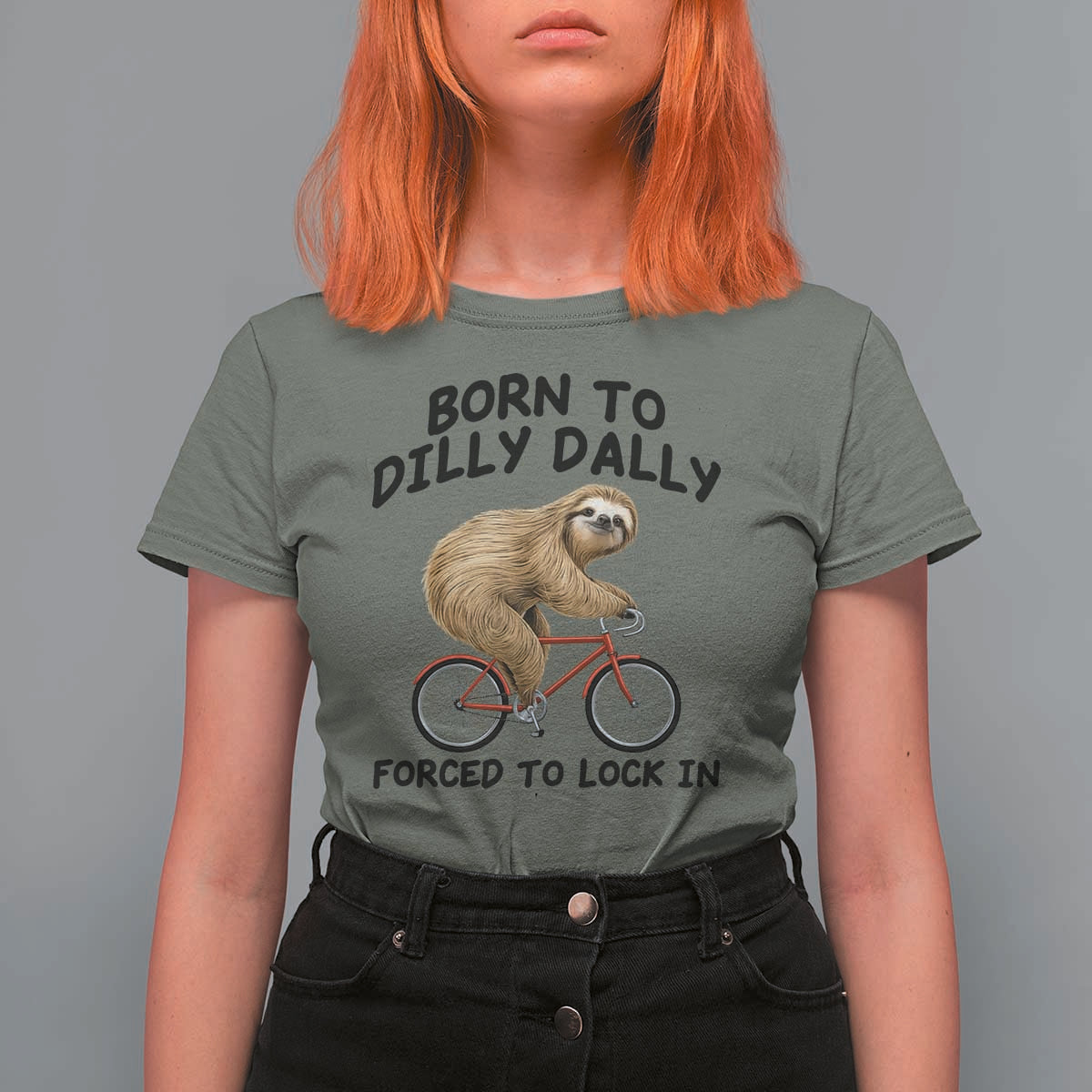 Funny Sloth Lover T Shirt For Women Born To Dilly Dally Forced To Lock In