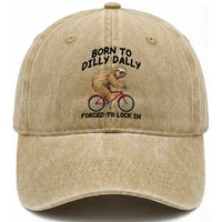 Funny Sloth Lover Washed Cotton Baseball Cap Born To Dilly Dally Forced To Lock In
