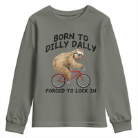 Funny Sloth Lover Youth Sweatshirt Born To Dilly Dally Forced To Lock In