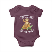 Funny Sloth Riding Turtle Baby Onesie Born To Dilly Dally Forced To Pick Up The Pace