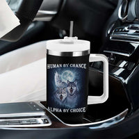 Human By Chance Alpha By Choice Tumbler With Handle Funny Alpha Wolf Meme