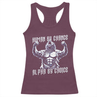Funny Cringe Werewolf Memes Racerback Tank Top Human By Chance Alpha By Choice