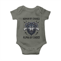 Alpha By Choice Human By Chance Wolf Mindset Quote Baby Onesie