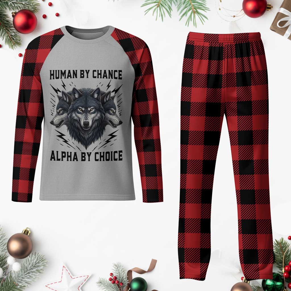 Alpha By Choice Human By Chance Wolf Mindset Quote Plaid Pajama Set