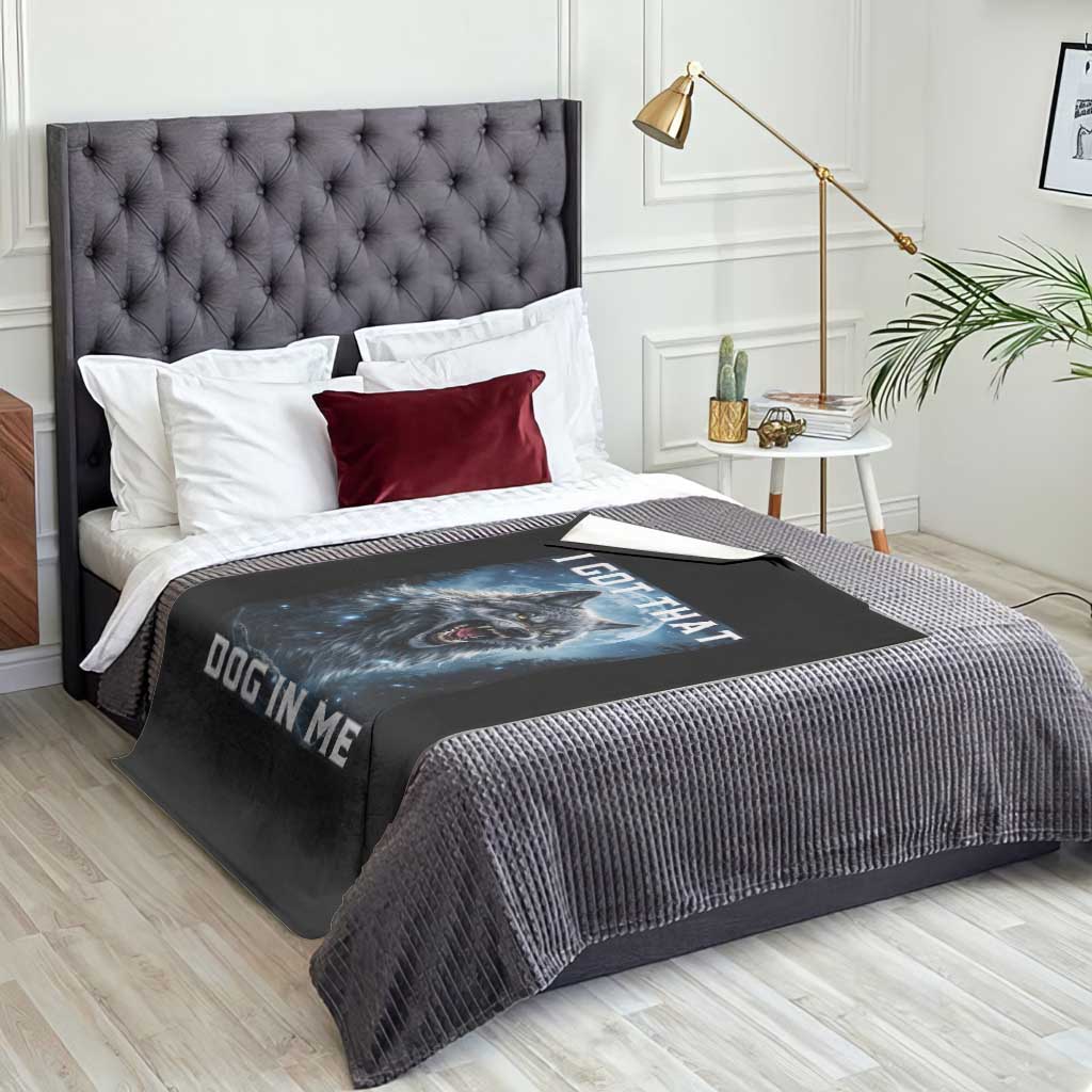 Funny Werewolf Meme Unhinged Throw Blanket I Got That Dog In Me