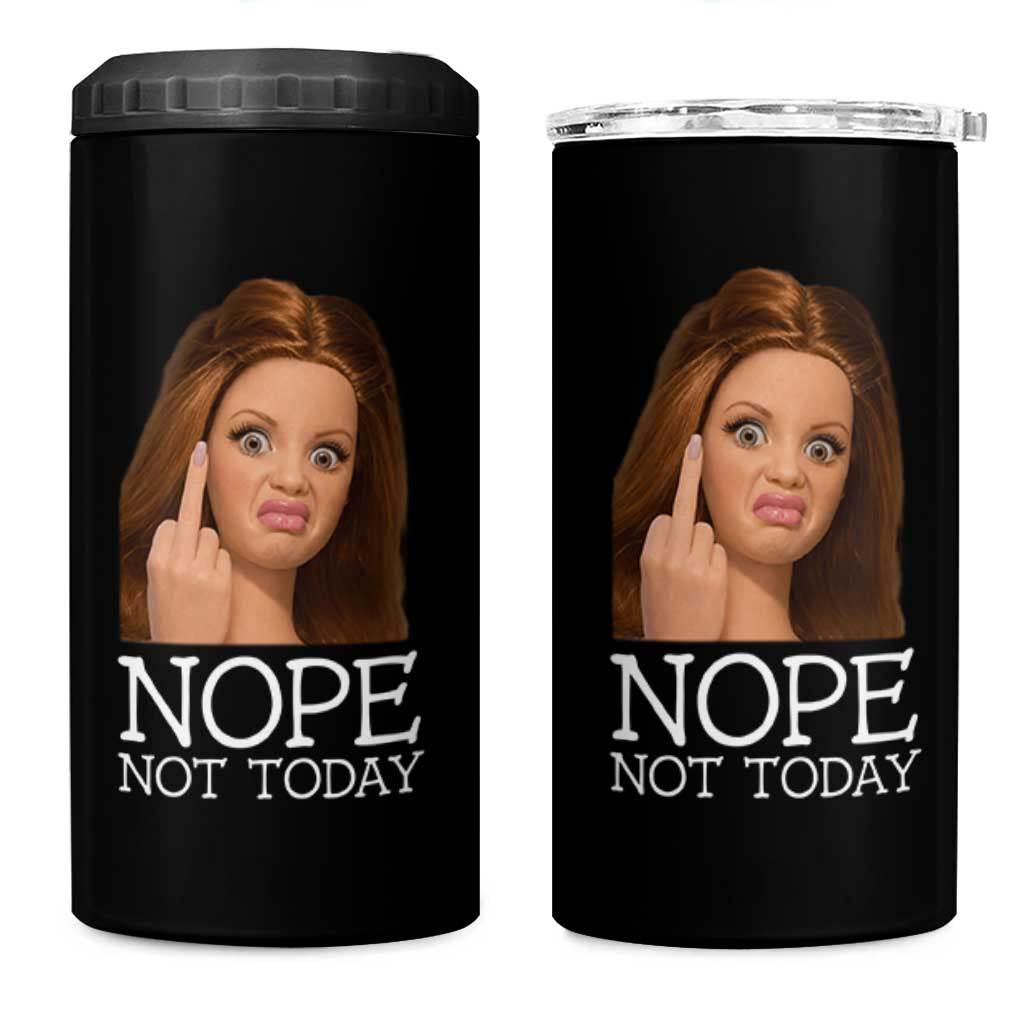 Funny Doll Face Disgusted 4 in 1 Can Cooler Tumbler Nope Not Today Meme