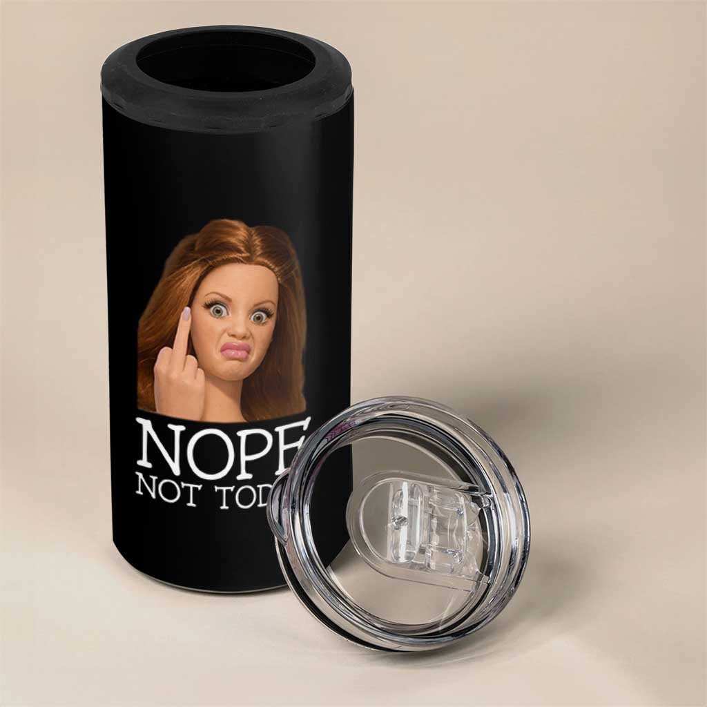 Funny Doll Face Disgusted 4 in 1 Can Cooler Tumbler Nope Not Today Meme